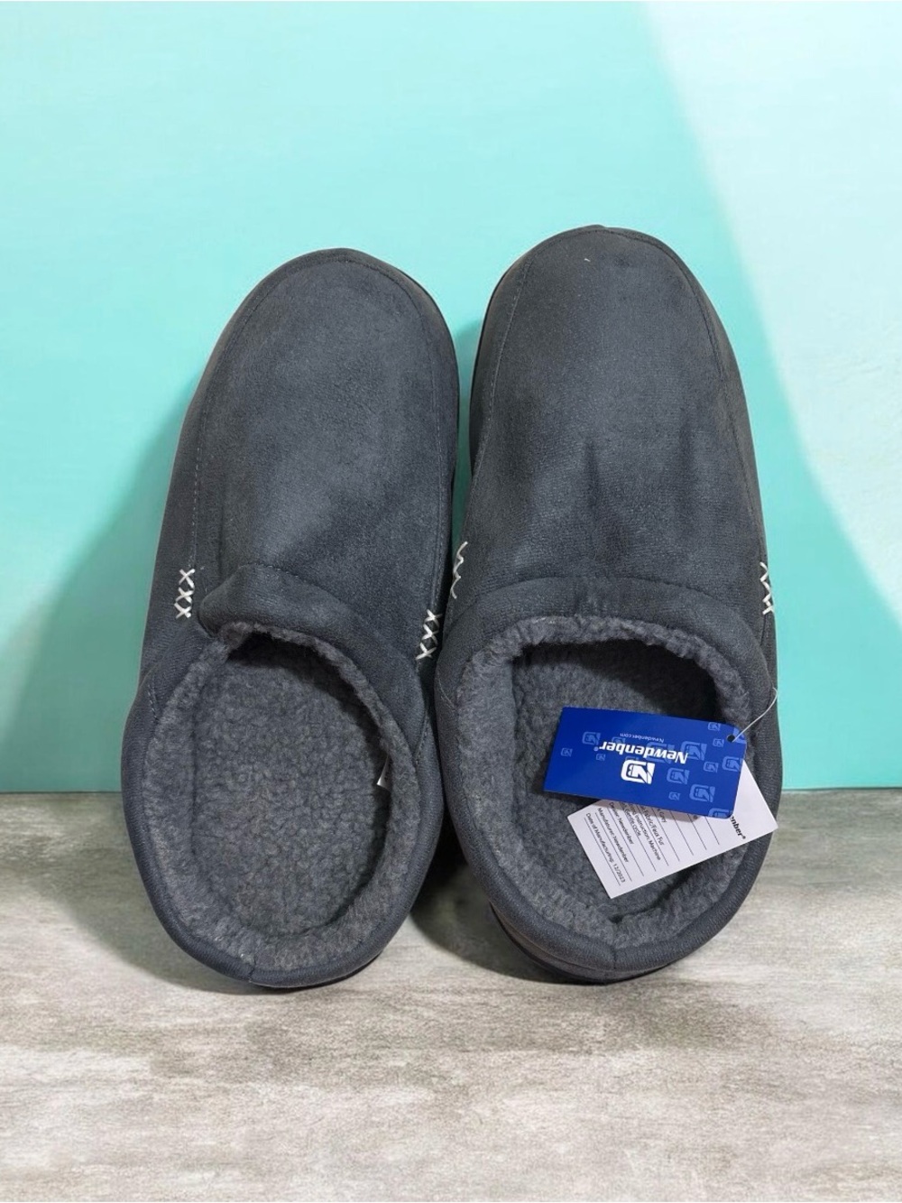 Men's Gray Fleece-Lined Slip-On Comfort Loafers